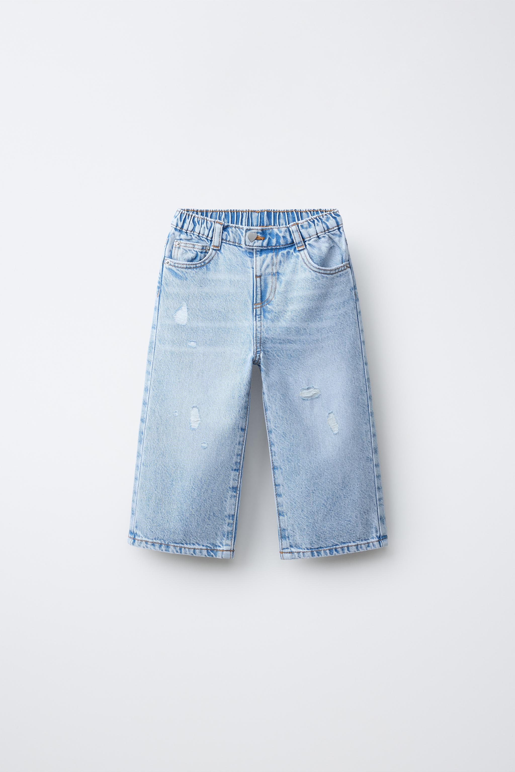 HEART BUTTON WIDE LEG JEANS